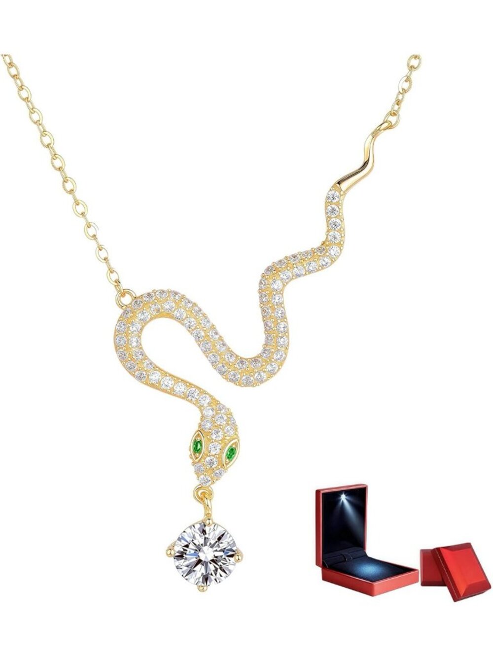 Stunning 0.5ct Moissanite Snake Necklace in 14K Silver - Perfect Gift for Her